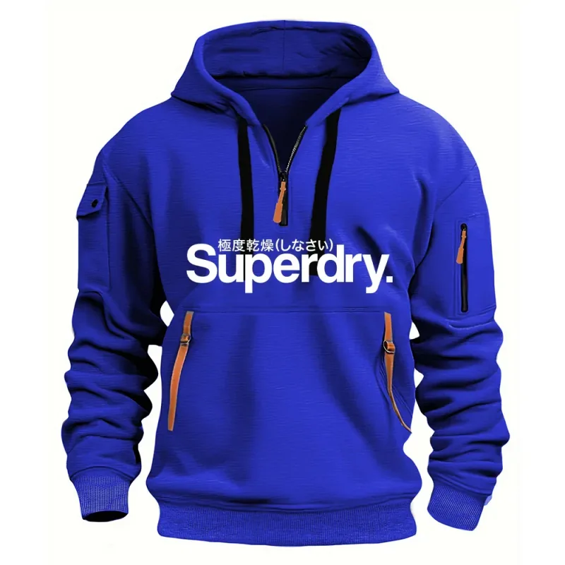 New men's hooded sweatshirt for autumn and winter 2025 fashionable outdoor jogging and fitness loose men's pullover sweatshirt