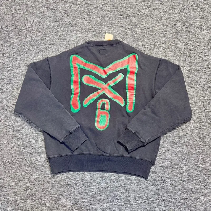 Saint Hoodies Terry Material O-Neck Coat Arrival Washing Retro Oversize Badge Loose Black Men Women Long Sleeve Cotton