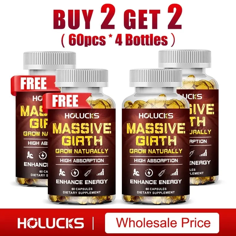 Massive Girth Capsules for Men Testosterone Booster Hormone Support Muscle Growth & Strength Size Enhancement Supplement