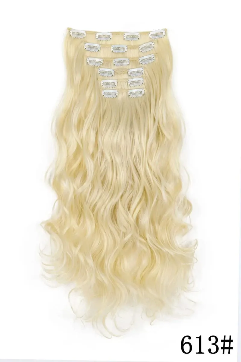 Black Hair Extensions 6pcs/set Women Long Straight Synthetic Full Head Clip 16Clips Ombre Heat Resistant Fiber Hair Kpop Cosplay