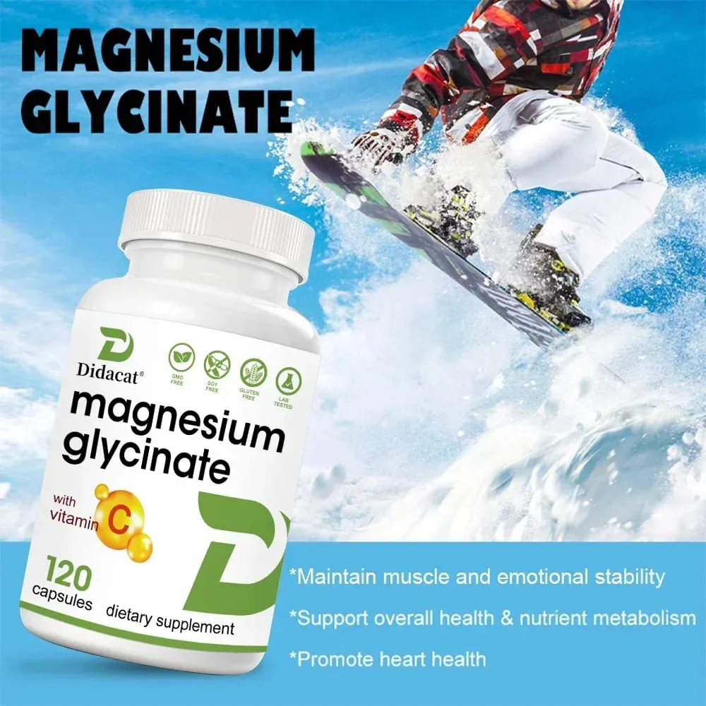 Magnesiumglycinat 1000 mg 120 vegetarische Kapseln – hochreines Spurenelement für die Gesundheit von Muskeln, Gelenken, Herz und Verdauung