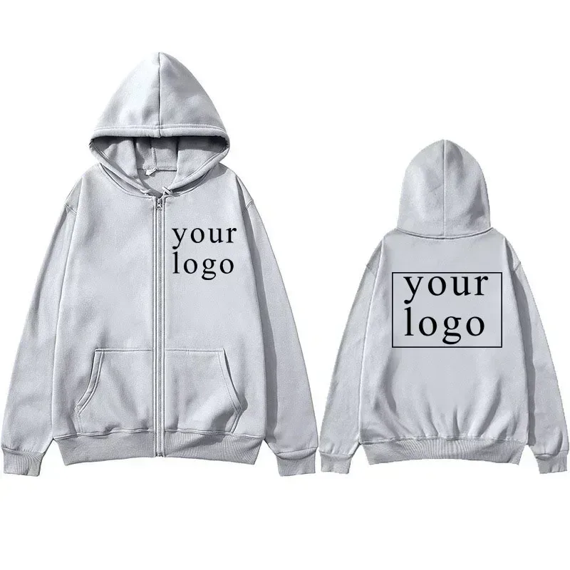 Nuevo Sudadera con capucha tipo cárdigan con cremallera DIY para hombres y mujeres, nueva moda 2025, logotipo/imagen personalizada de tu propia marca en cualquier lugar