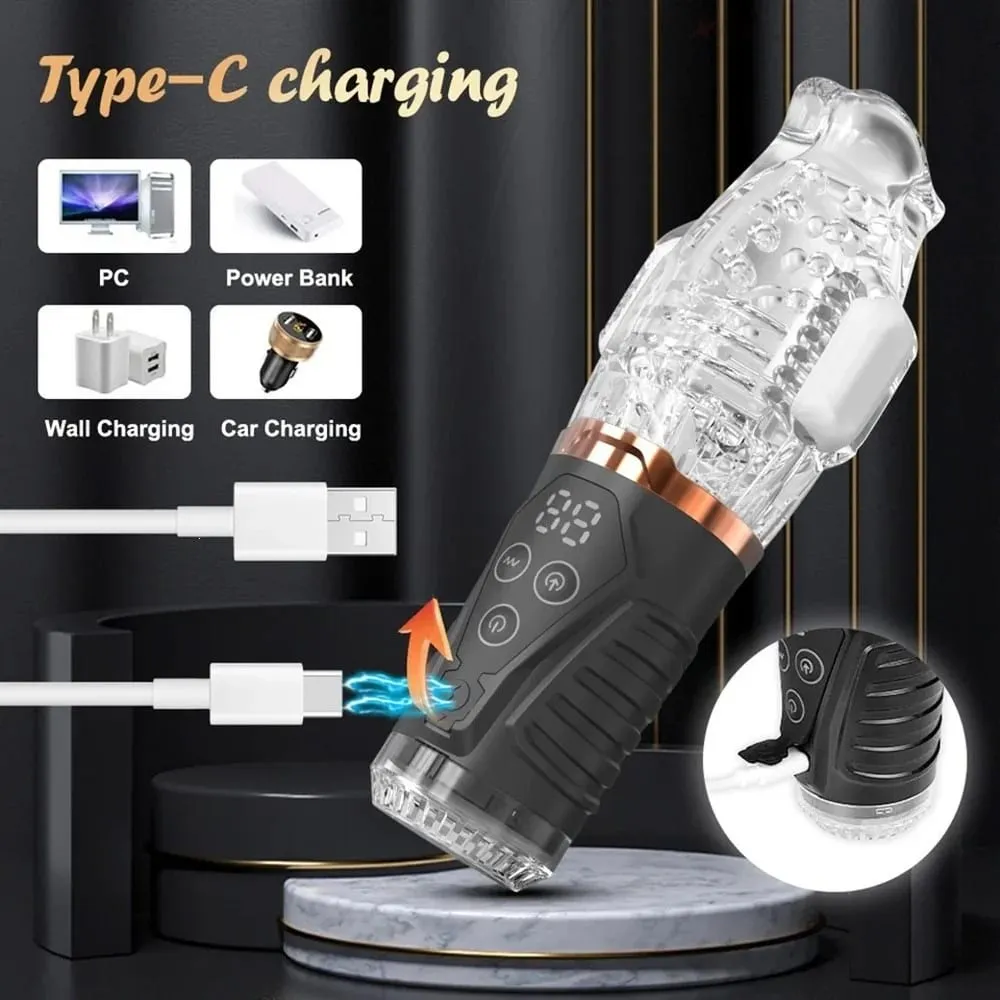 Sucking Vibrating Blowjob Masturbator Cup Glans Trainer Penis Massager 9-frequency vibration sucking Male masturbator 18+