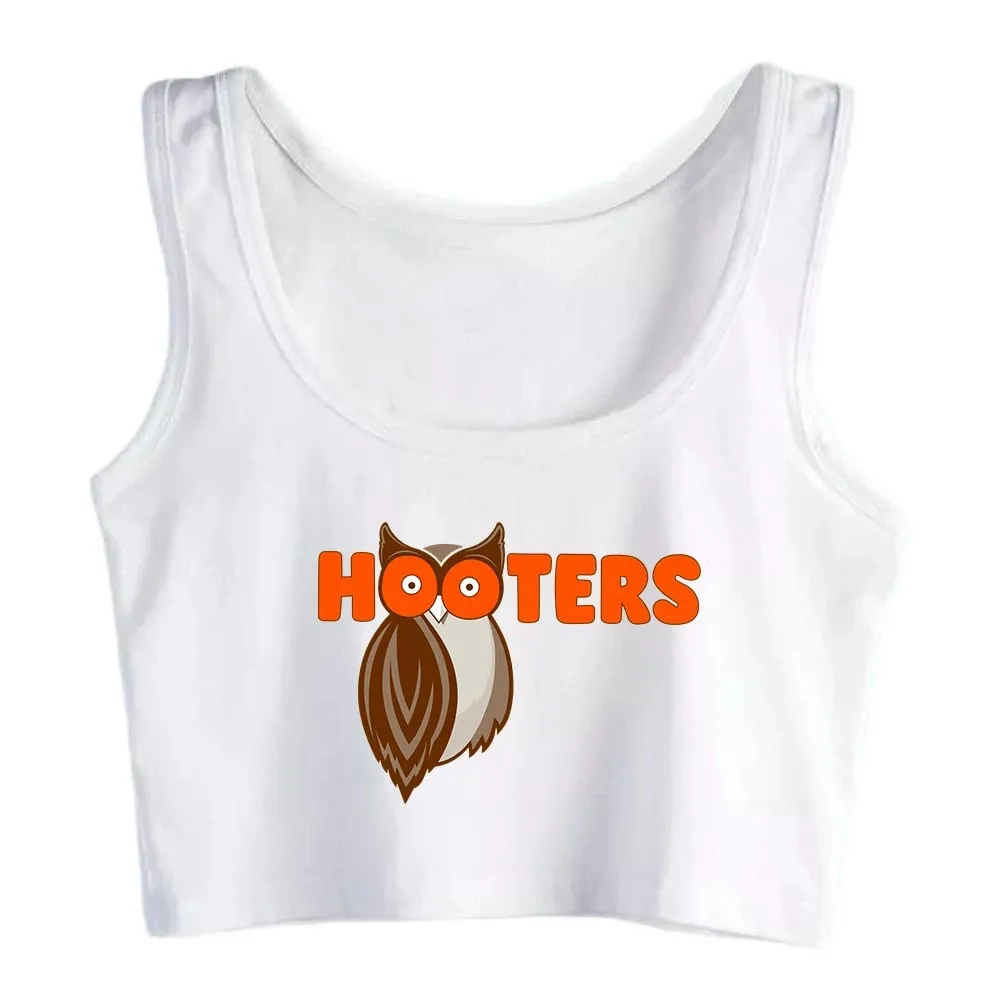 Ske og gaffel Cliparts Hooters Grafik Sexet Slim Fit Crop Top Kvinders sjove fræk Trænings Tanktops Mode Sport Camisole