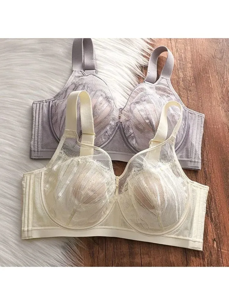 Wireless Push Up Bra for Large Bust Adjustable Comfort Fit Lace Bralette Prevent Sagging & Enhance Shape Seamless Design