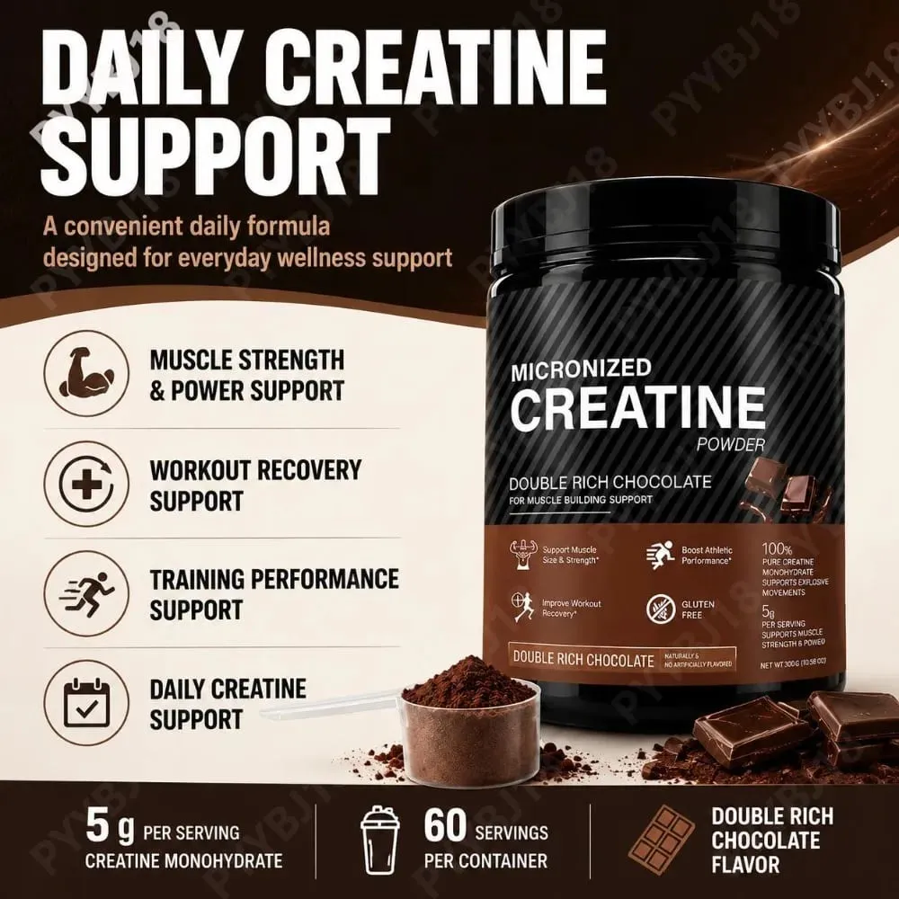 Micronized Creatine Monohydrate Powder 5g Supports Muscle Strength Workout Recovery & Training Performance Chocolate Flavor 300g