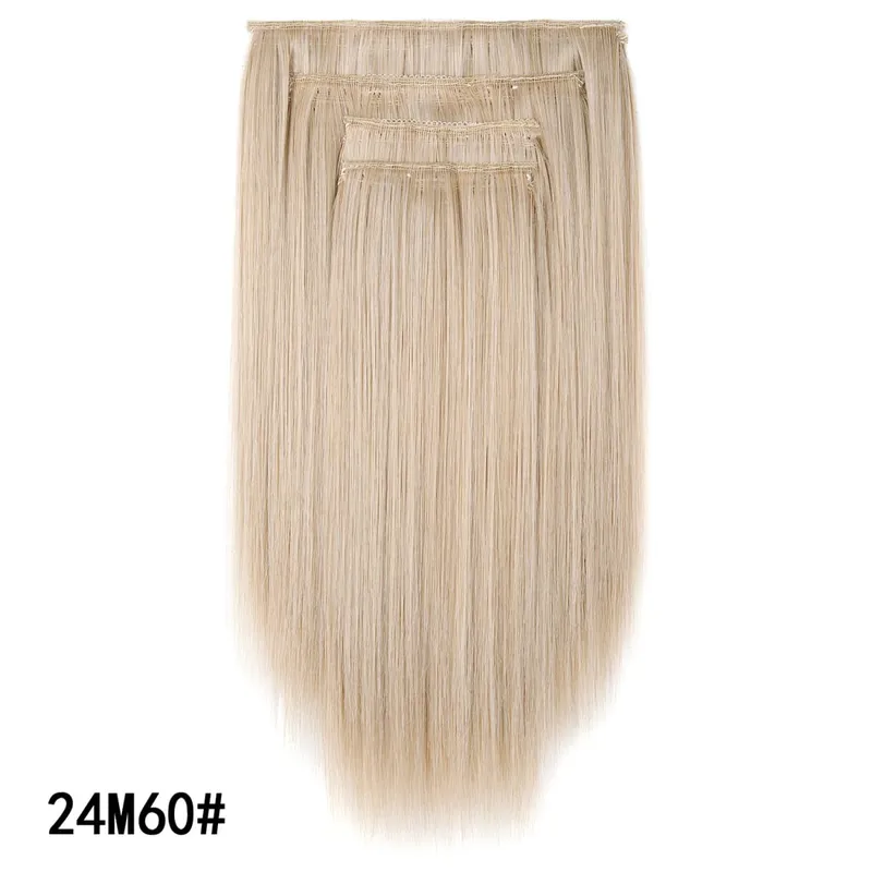 4PCS 14inch Short Clip in Hair Extensions Straight Clip Hair Extensions Invisible Lace Weft Soft Synthetic Hairpieces for Women