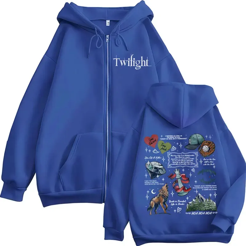 Movie Twilight Vampire Wolf Romance Zipper Hoodies Edward Cullen Men's Women Clothing Fashion Hip Hop Zip Up Hooded Sweatshirts