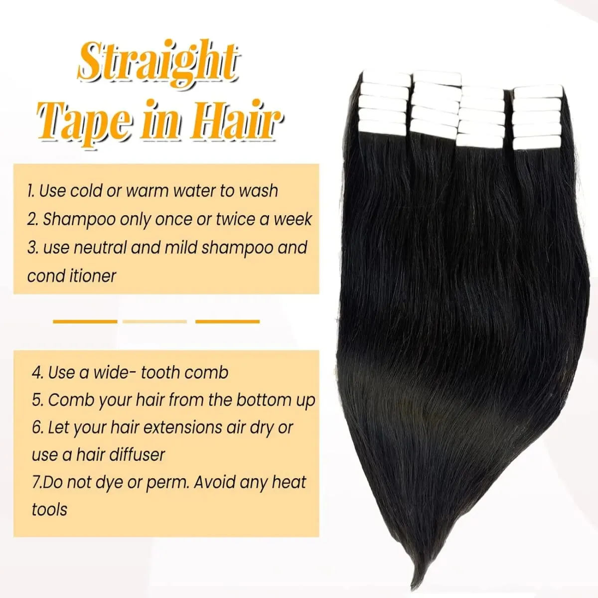 20Pcs/50g Straight Tape In Hair Extensions Full Head 100% Human Hair Tape ins Adhesive Invisible Glue Natural Black 24 26 Inches