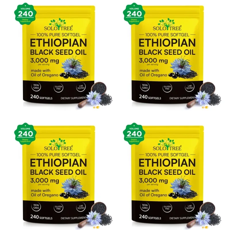 Ethiopian Black Seed Oil Softgels with Oil of Oregano Extract for Immune Support Digestive Comfort 240 Softgels