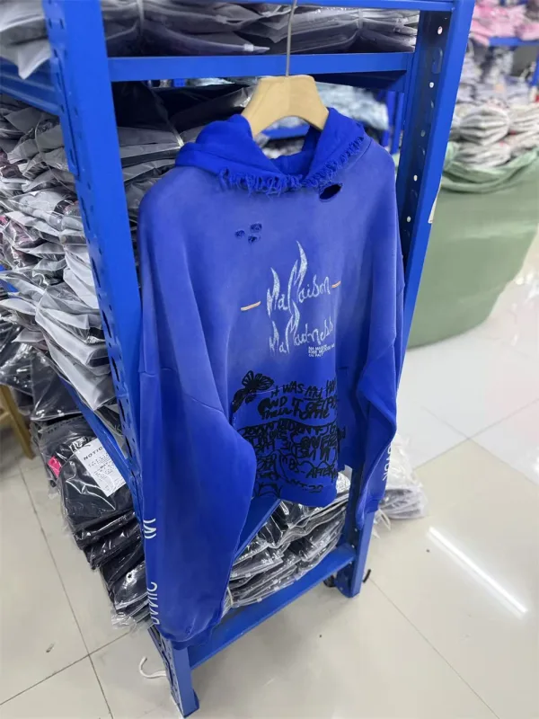 Autumn/Winter PH Vintage Letter Pattern Printed Washed Loose Hoodie Street Casual Cotton Versatile Sports Fashion Sweatshirt