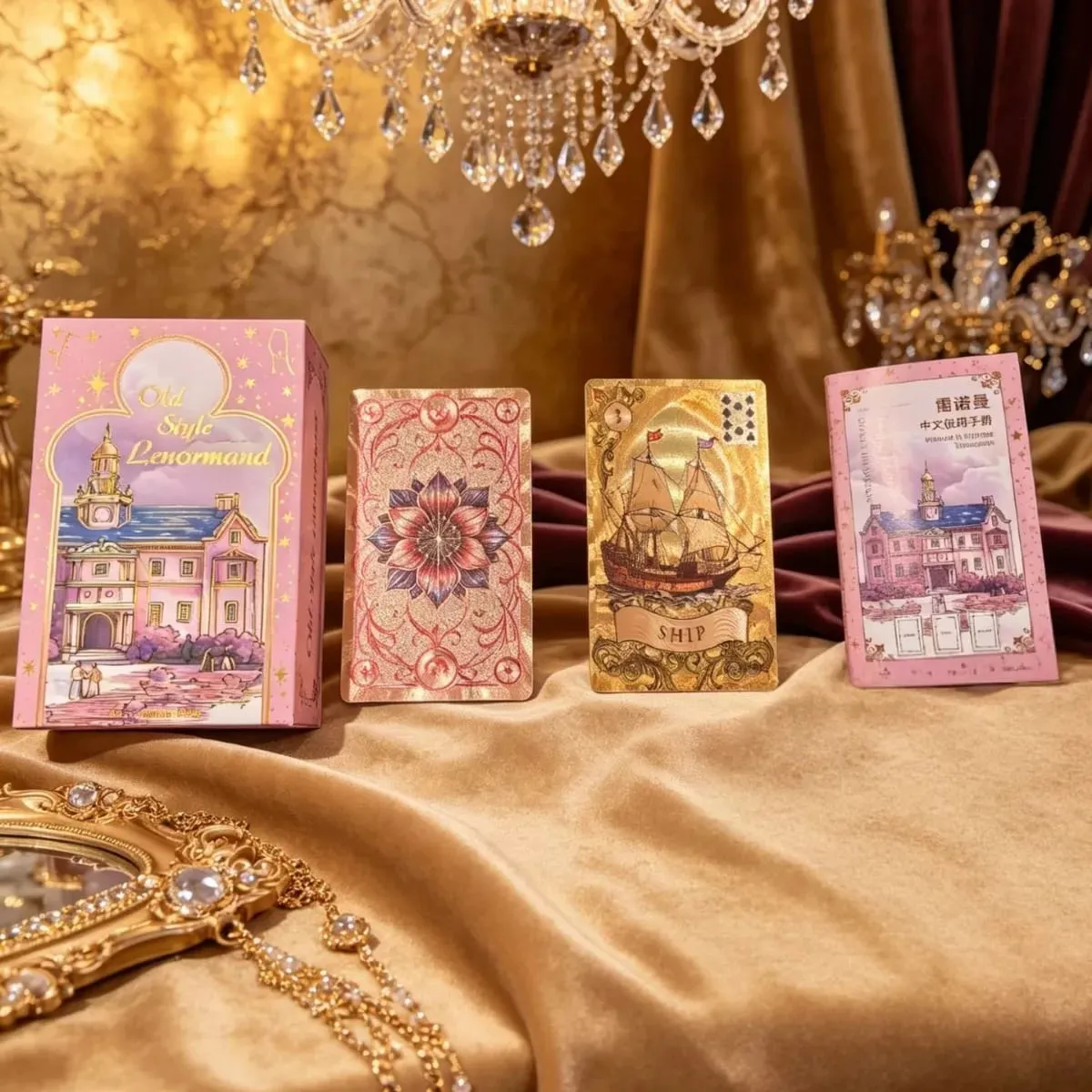 38Pcs Lenormand Oracle Cards in A Rigid Box Gold Foil Waterproof PET Oracle Cards for Divination & Fortune Telling 12*7cm