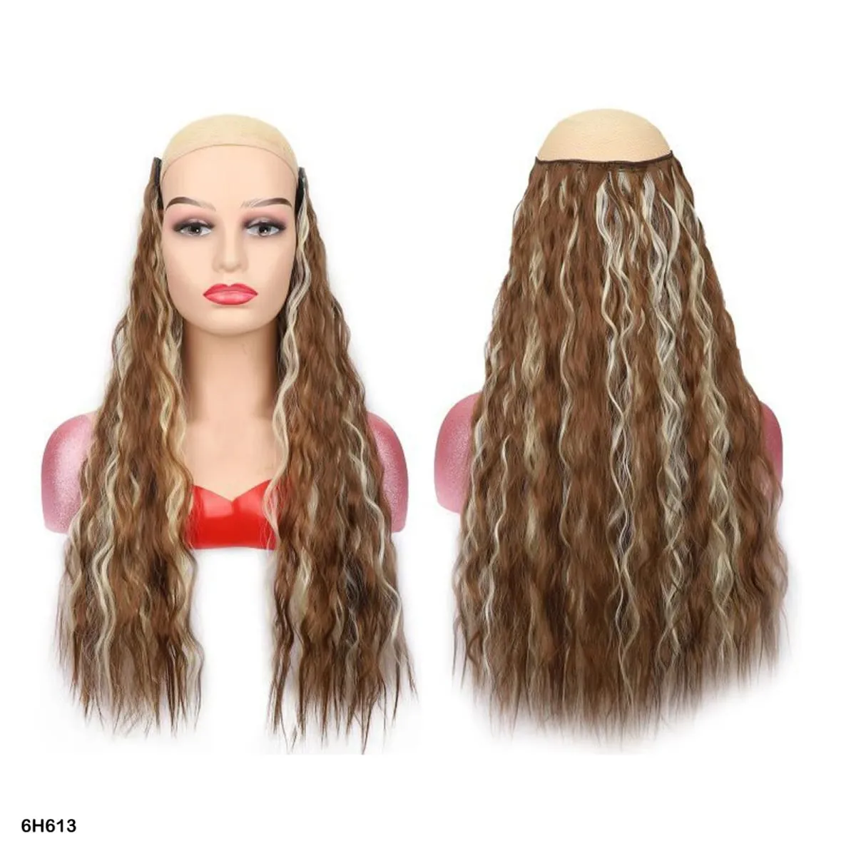 Synthetic Curly Hair Extensions Clip in One Piece 4Clips Deep Wave Long Hairpieces for Women Daily Use Party Hair Accessory