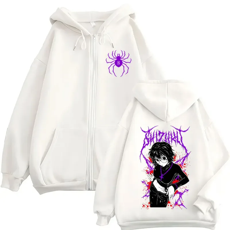 Anime Hunter X Hunter Shizuku Murasaki Zipper Hoodies Men's Women Clothing Oversized Fleece Zip Up Hooded Sweatshirts Streetwear