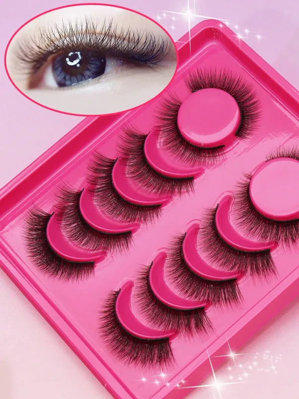 5 Ζεύγη βλεφαρίδων Cat Eye Faux Βλεφαρίδες Βιζόν Βλεφαρίδες με φτερωτό τέλος μακριές βλεφαρίδες Φυσικές μακριές βλεφαρίδες Manga Ψεύτικες βλεφαρίδες Μακιγιάζ