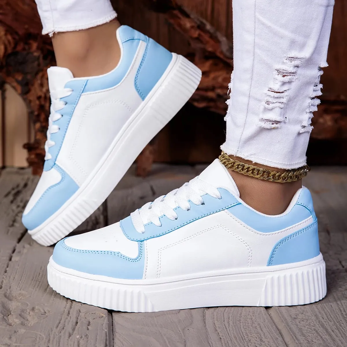 Unisex Sneakers New Arrival Large Size Classic Retro Men's Sports Skate Shoes White Thick-Soled Tennis Shoes Solid Col