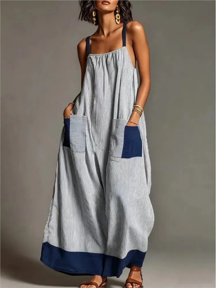Summer New Elegant Sleeveless Striped Suspender Dress Women's Fashion Boho Casual Office Holiday Party Dresses For Women Robe — image 6
