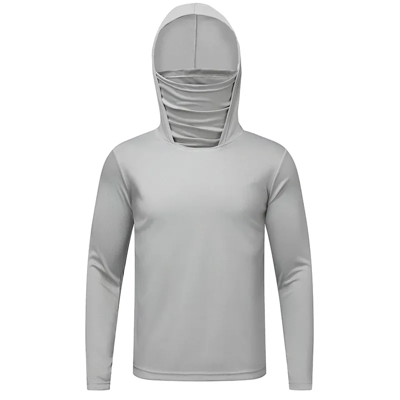 Panlalaking summer plus size na sportswear na mabilis na tuyo na may hooded casual ice silk breathable lightweight fishing at sun protection suit