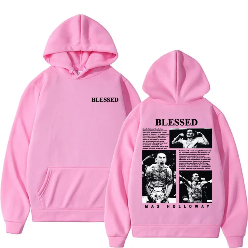 Max Holloway Blessed Vintage Graphic Hoodies Men Women Harajuku Violence Aesthetic Sweatshirts Casual Comfort Long Sleeve Hoodie