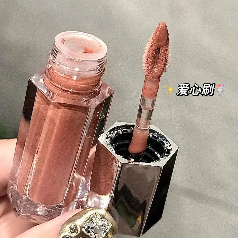 น้ำแข็งใสสีน้ำตาลลิปกลอสให้ความชุ่มชื้นเคลือบเงาของเหลวลิปสติกน้ำแก้วแสงกระจกลิปเคลือบยาวนานความงามริมฝีปาก — image 2