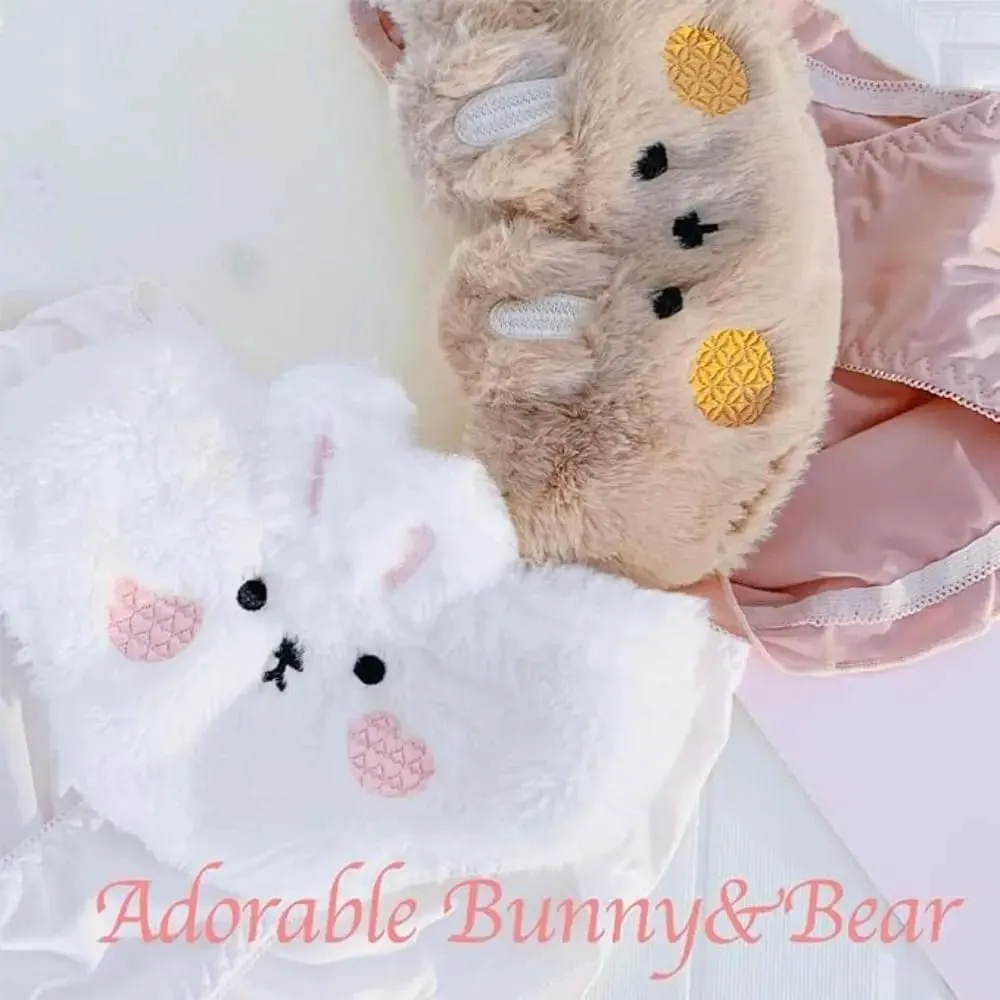 New Design Gathered Padded Bra and Panty Set Adorable Warm Lingerie Underwear Brief Polyester Cotton Anime Cozy Warm Lingerie