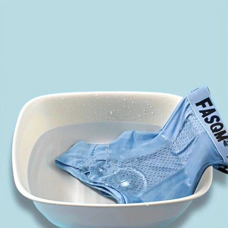 Boxer en soie glacée pour hommes, 1 pièce, slip frais, doux et confortable, sous-vêtements contrastés, maille respirante, confortable, extensible