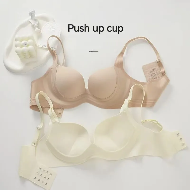 2025 Seamless Push up Bra Small Breast Gathering Enlarging Anti-Sagging Thin Top Thick Bottom No Underwire Lingerie for Women