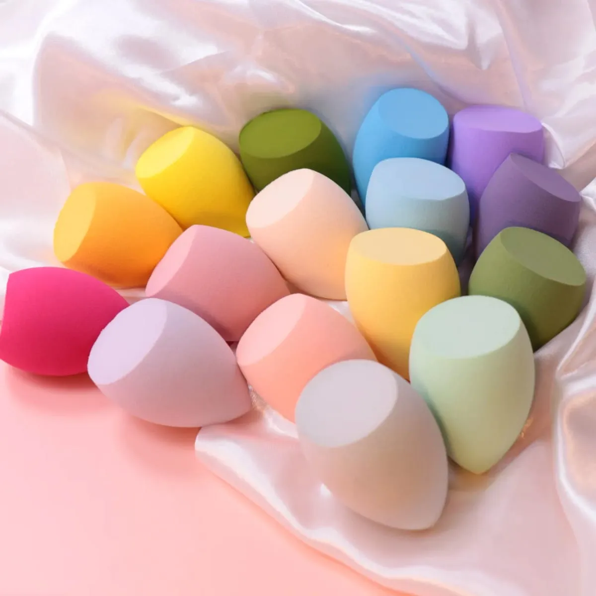 50pcs Custom Logo Soft Non Latex Makeup Sponge Private Label Foundation Beauty Sponge Multi-colored Makeup Sponge DIY