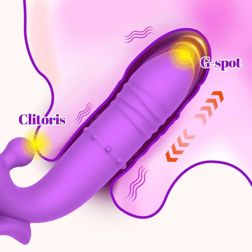 Realistic Dildo Telescoping Masturbator for Women Powerful G-Spot Clitoral Vaginal Vibrator with Nipple Stimulator Adult Sex Toy