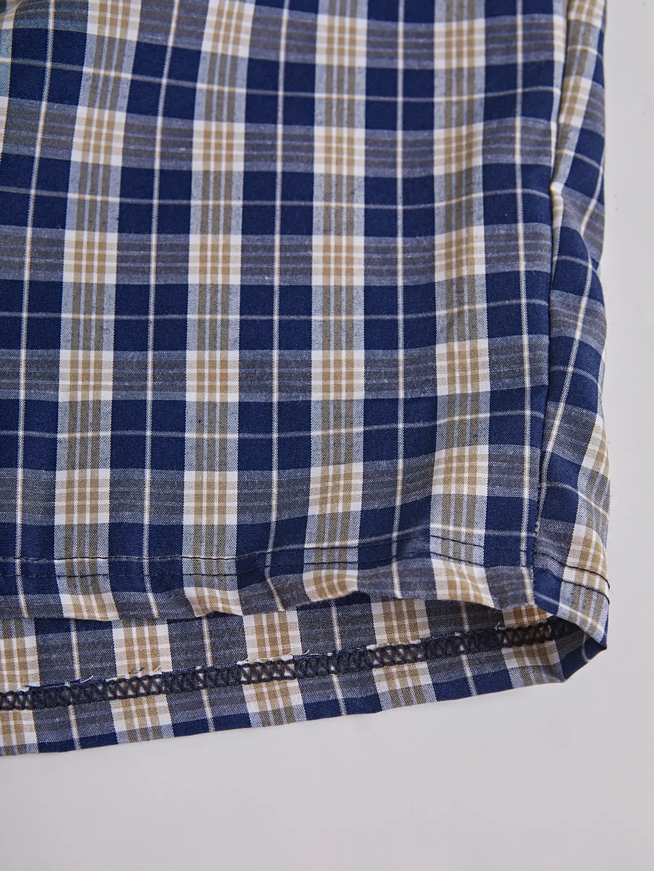 Men's Long Beach Flat Corner Pants Casual Checkered Elastic Waistband Comfortable Home Casual Sleeping Youth Boxing Pants Mens