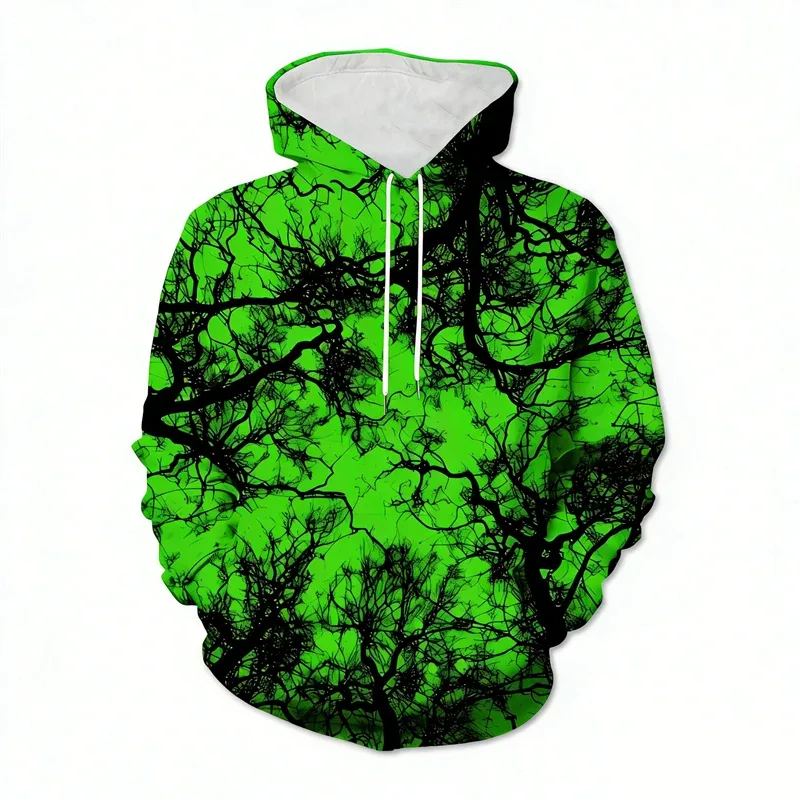Multi Color 3d Printed Tree Hoodies Men Clothes Plants Pattern Sweatshirts Tops Outdoor Street Long Sleeve Pullover Hoodie