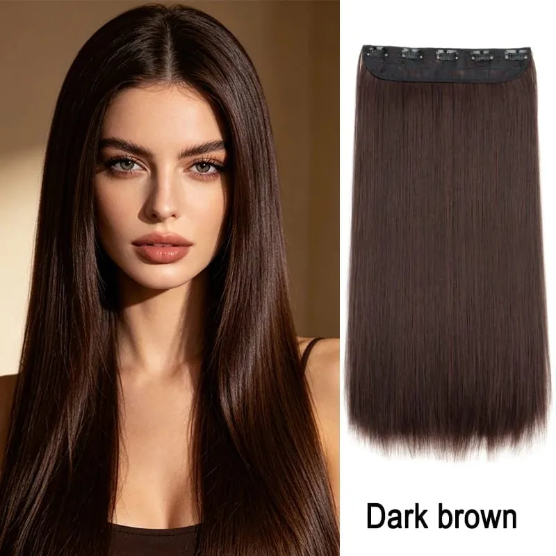 24Inch Synthetic Long Straight Thick One Piece Hair Extension Heat Resistant Fake Hair for Women Daily Use