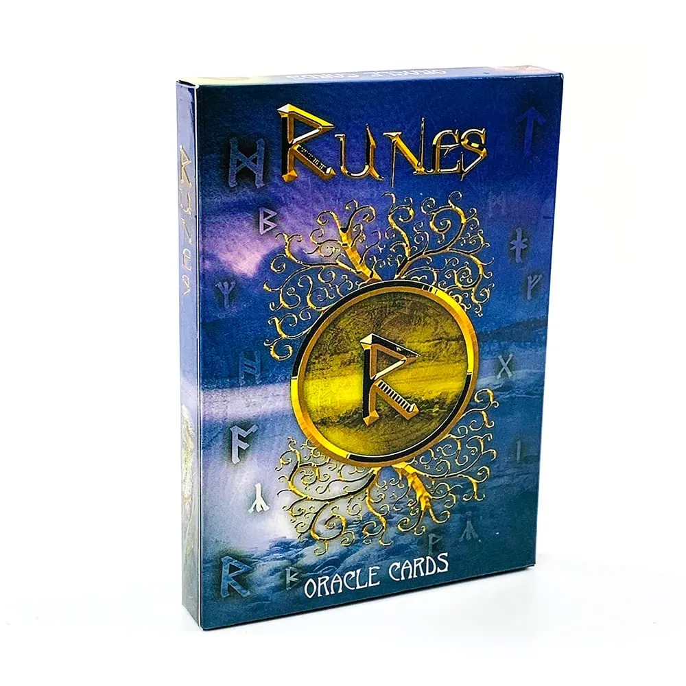 New Runes Oracle Cards 24 Cards Nordic Rune Oracle Cards Mystic Divination Deck Cards Game for Spiritual Meditation 10.3*7.3cm