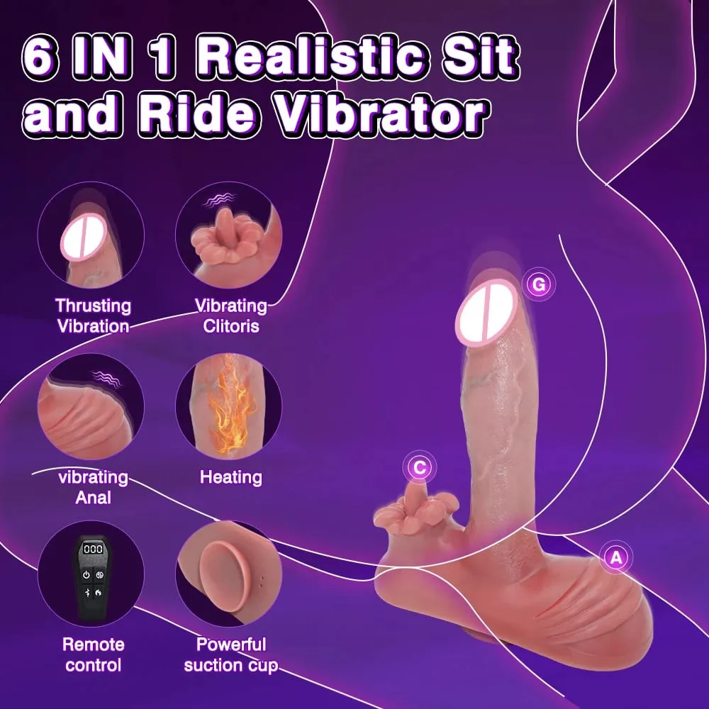 Makatotohanang Dildo Vibrator Umupo at Sumakay 6 IN 1 Vibrating Remote Control Vagina Anal G Spot Clitoral Stimulator Sex Toys para sa mga Babae