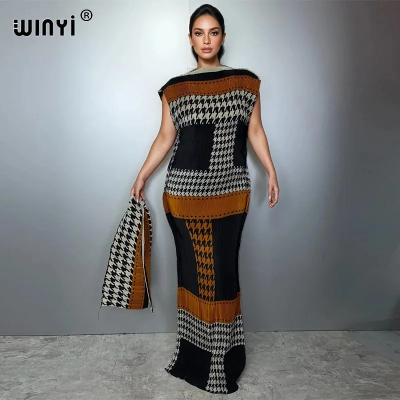 Pleated Elastic Slim Dress Women Crumple Design Pleated Luxury Abaya Muslim Party Dress Poncho for Women Beach Wear Kaftan