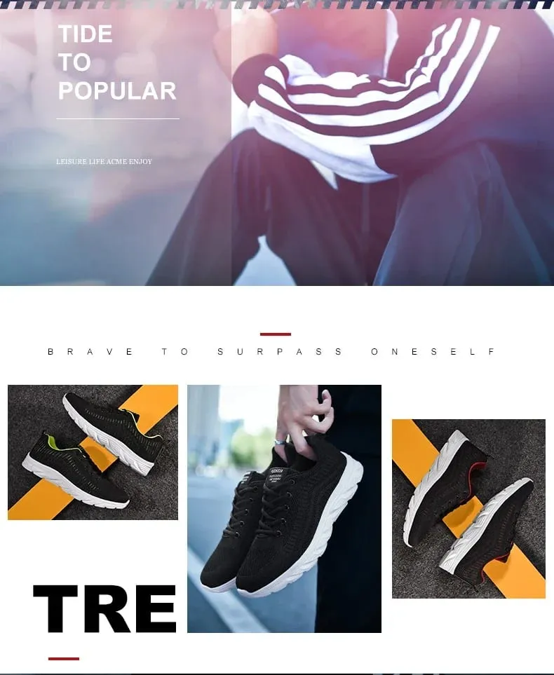 Men Running Shoes Comfortable Sport Shoes Men Trend Lightweight Walking Shoes Men's Sneakers Breathable Zapatillas Black 1