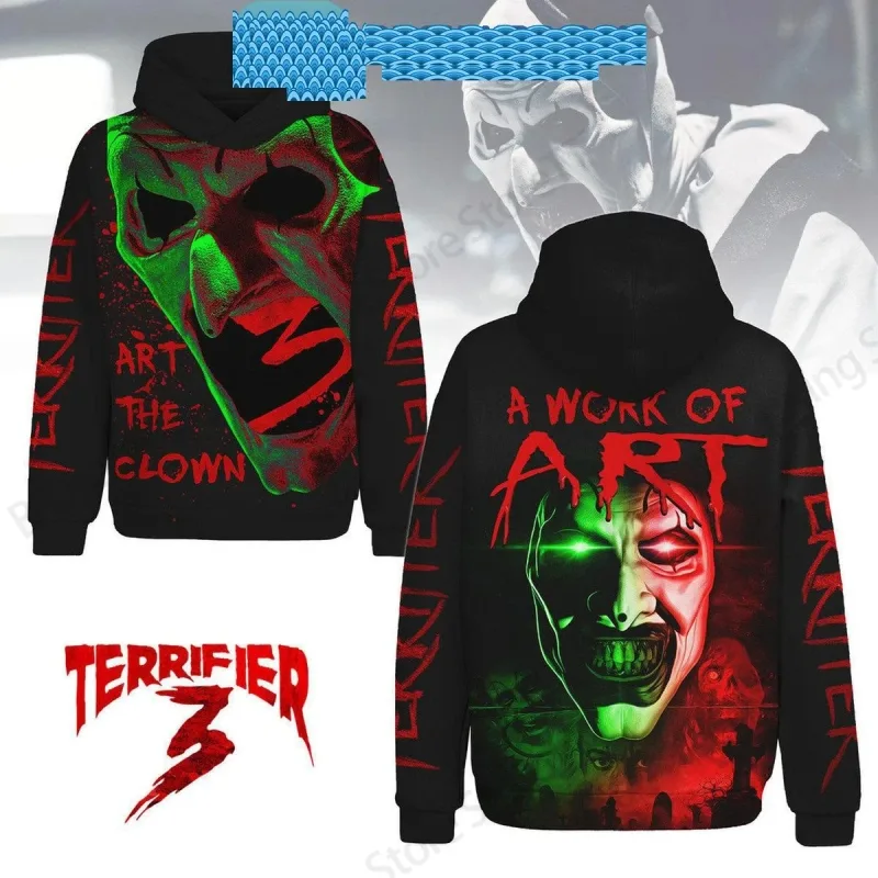 Horror Movie Terrifier Killer 3d Print Hoodie Men Women Fashion Long Sleeve Hoodies Halloween Coat Men Sweatshirt Winter Clothes — image 2