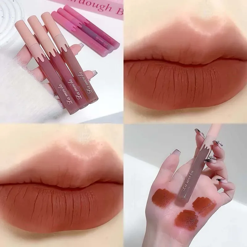 6warna Velvet Matte Lip Gloss Waterproof Non Stick Cup Silky Matte Hawthorn Red Lipgloss Lipgloss Seksi Lipstik Makeup Murah Gincu Kosmetik