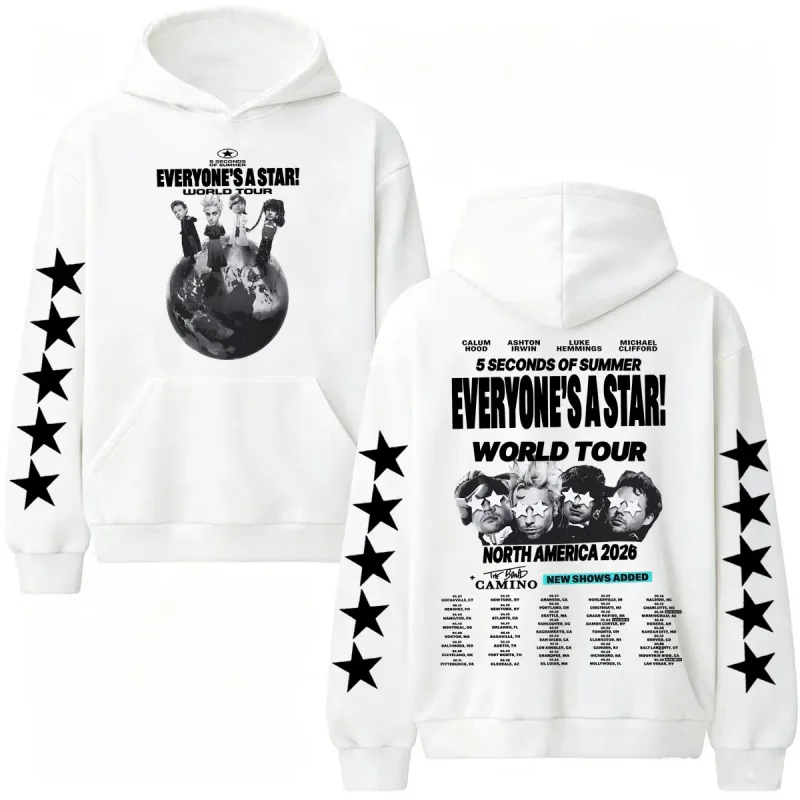 5 Seconds of Summer Everyones A Star World Tour Hoodies Men Women Harajuku Hip Hop Street Sweatshirts High Quality Casual Hooded