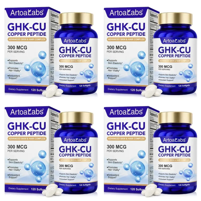 ArtoaLabs GHK-Cu Copper Peptide 300mcg Supplement Advanced Skin Hair Complex with Hyaluronic Acid Biotin Daily Wellness Adluts