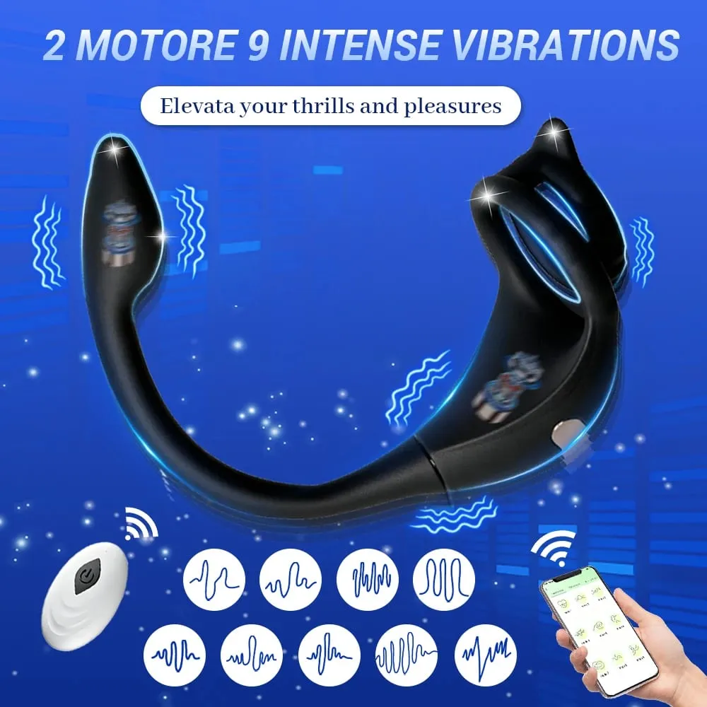 APP Penis Cock Ring Male Wireless Remote Control Male Ejaculation Delay Stimulator Anal Butt Plug Adult Sex Toy para sa Mga Mag-asawa