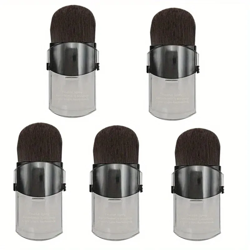 Portable Travel Mini Small Telescopic Blusher Makeup Brush Soft Single Face Foundation Powder Brushes With Lid Cosmetic Tools