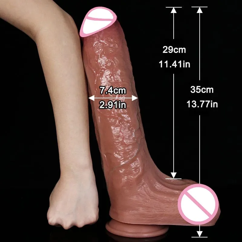 Realistiska 4 storlekar Mjuk Stor dildo Dubbel silikonsugkopp Penis Par Onani Mjuk kuk Kvinna Man Anal Vuxen Sexleksak — image 3