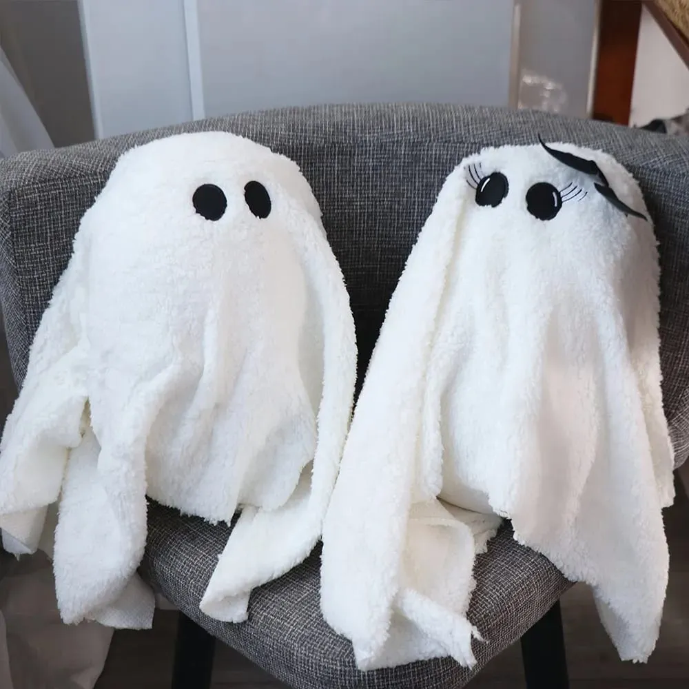Fun Cute Ghost Dog Pillow White PP Cotton Halloween Gift Room Decoration Bat Throw Pillow Bedroom
