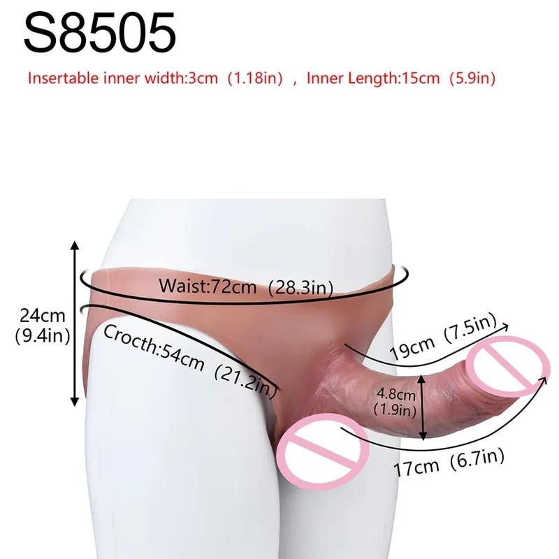 Black Realistic Penis Sleeve Pants Silicone High Waist Male Strap-On Dick Extender Delay Ejaculation Couple's Sex Tools