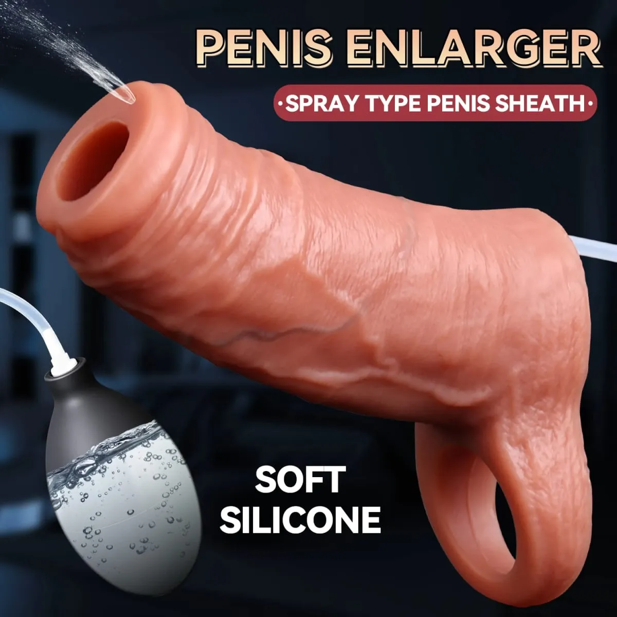 Männliche Ejakulation Cock Ring Hülse Wiederverwendbare Wasser Spray Penis Vergrößerung Extender Silikon Dildo Sex Spielzeug für Männer Kondom Paar