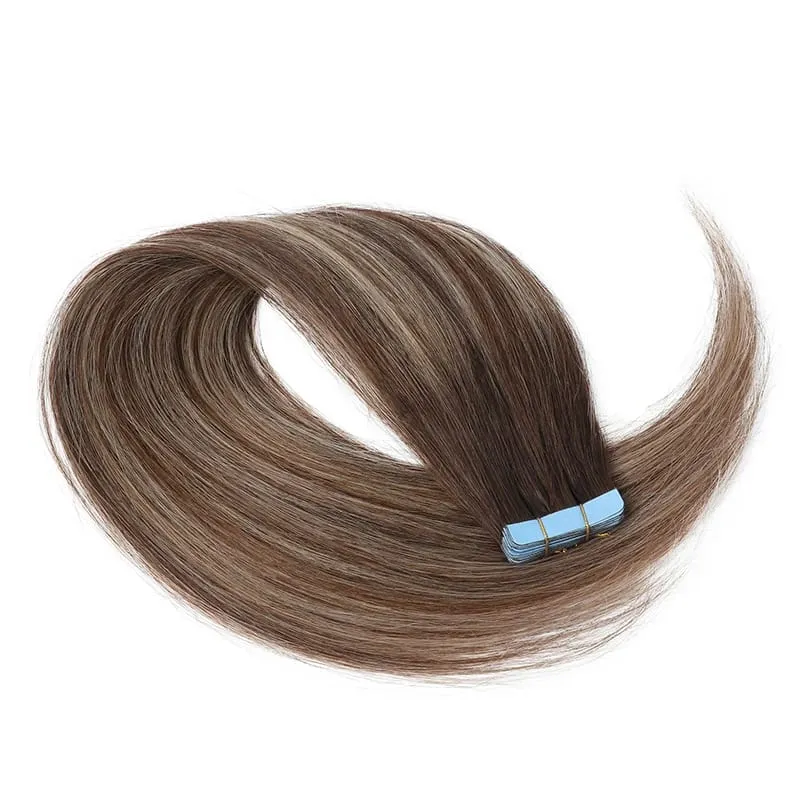 MRS HAIR Tape-In Hair Extensions 12-24 Inch 20pcs Natural Human Hair Real Extension T1B Gray Skin Weft Adhesive Tape Ins