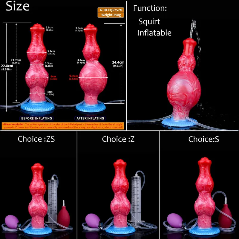 Silicone Inflatable Ejaculation Knot Dildo Adjustable Girth Squirting Fantasy Horse Penis Adult Sex Toys Anal Dilator