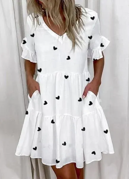 Frauen Sommer Kleid Casual V-ausschnitt Kurzarm Schmetterling Sleeve Floral Blatt Brief Drucken Mini Kleider Vestidos YSX9032
