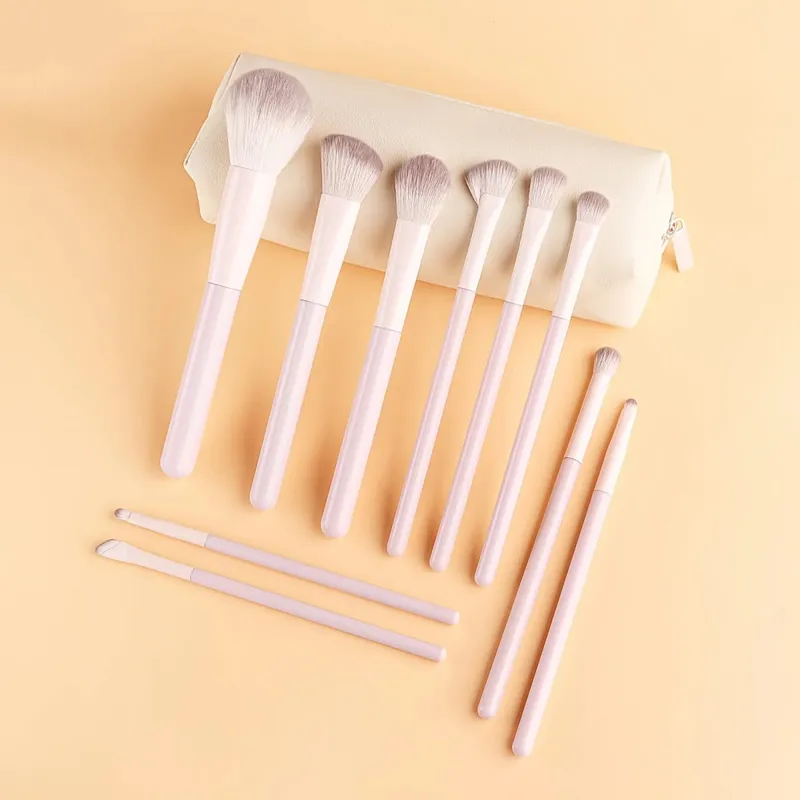 10pcs Beginner Makeup Brushes with Storage Bag Large Fluffy Powder Brush Blush Brush Contour Brush Foundation Brush Concealer